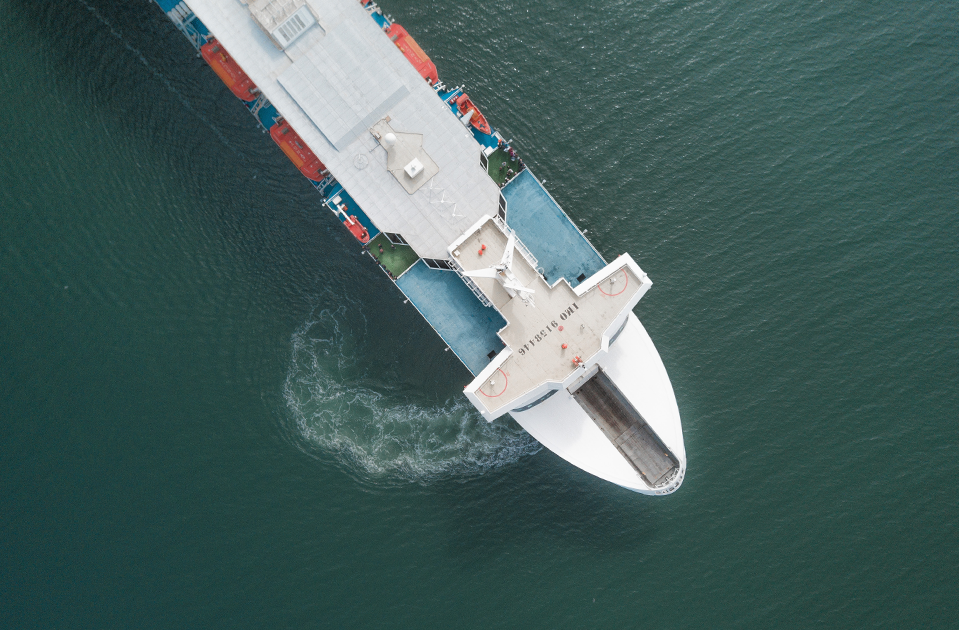 Aerial view of a cargo ship
